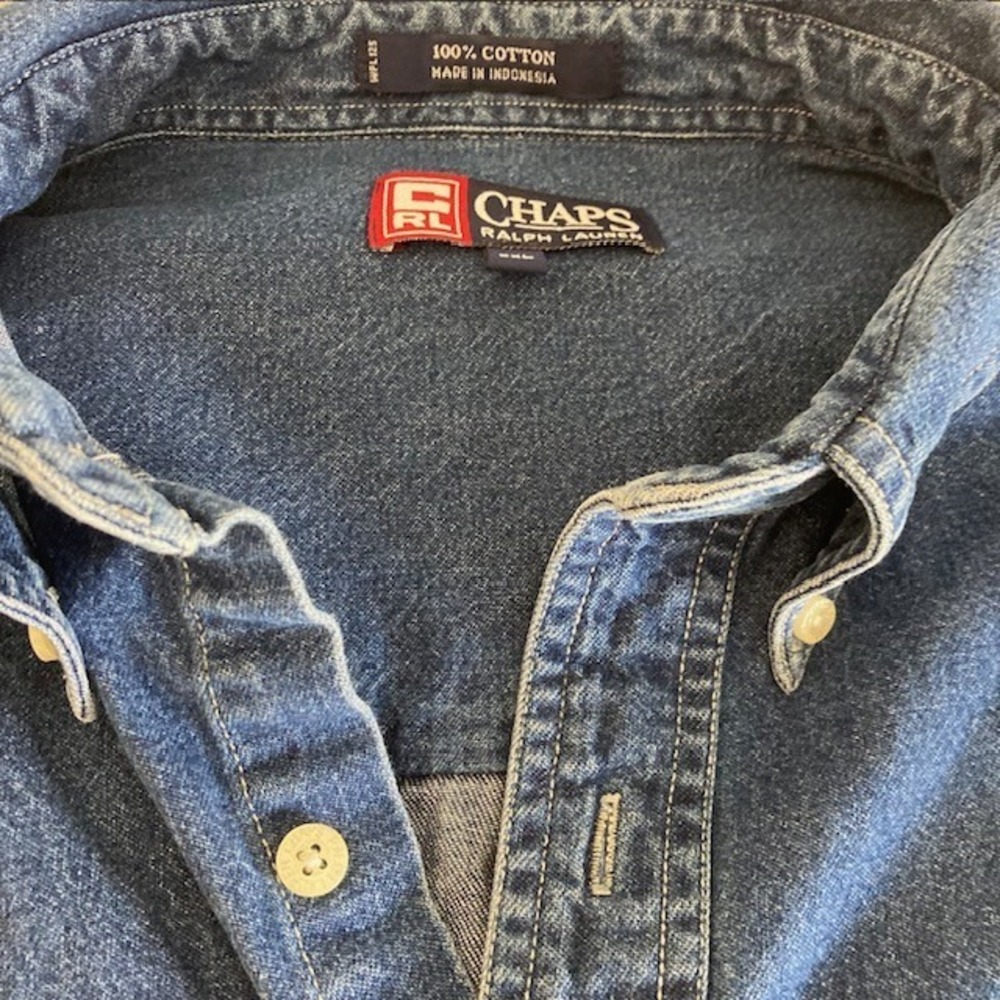Vintage Chaps Ralph Lauren Denim Long Sleeve Shirt XXL 27.5 x 30 - Picture 2 of 11